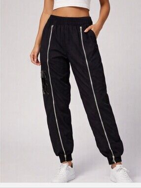 Nike Black Jlcon Clash Joggers with Silver Zip Accents